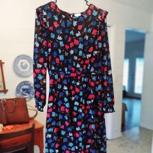 J Crew Black floral midi dress